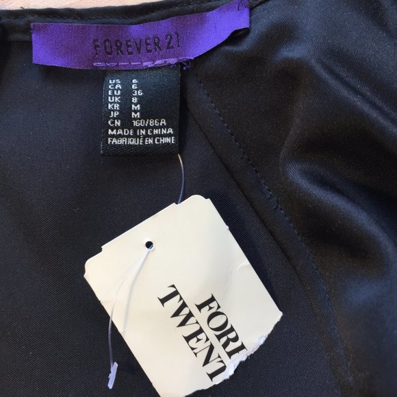 Forever 21 Fitted Black and Purple Sheath Dress Size 6 NWT - Picture 4 of 6